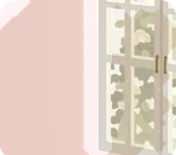 穏やかな森が明る窓とピンクの壁紙