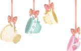 吊り下がるカップコレクション
