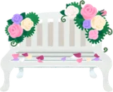 薔薇のガーデンベンチ・白