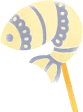 パイに刺さった跳ねるお魚ピック