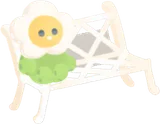 白いアイアンのベンチ