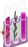 花や薬草の入った試験管
