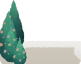 小さな花の付いた防風林
