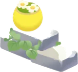積まれたレンガと鉢植え