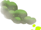 緑に怪しく光る小さな雲・左前