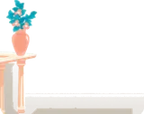 柱に置かれた花瓶のミニチュア