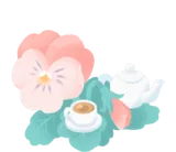特製の紅茶が置かれたビオラ