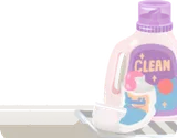 洗剤と歯磨き粉が置かれたラック