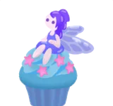 紫色の妖精のカップケーキ