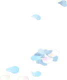 舞う紫陽花とバラの花びら・右