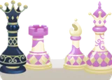 並べられた黒と白の対のクイーン