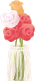 バラを生けたカフェの花瓶