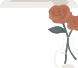 二輪の花が挿さった花瓶