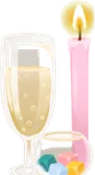 コマとキャンドルと祝福のドリンク