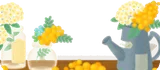 ミモザを飾っている棚