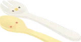 白いフォークと黄色いスプーン
