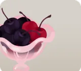 グラスに盛られたダークチェリー