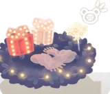 電飾で飾られたクリスマスベッド