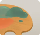 絵の具と木製パレット
