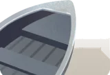 遠ざかる手漕ぎボート