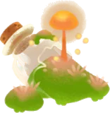 ガラス瓶で育つヒカリノキノコ