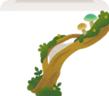深い森の木の根っことキノコ