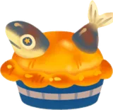 星を眺めるお魚が刺さったパイ
