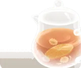 オレンジが浮かんだティーポット