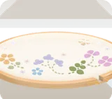 制作途中の刺繍枠