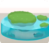 水面に浮かぶ島のジオラマ
