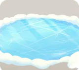 たくさん遊んだ後の凍った池