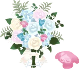 紫陽花とバラのブーケの木