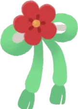 赤いお花とリボン飾りの実の画像