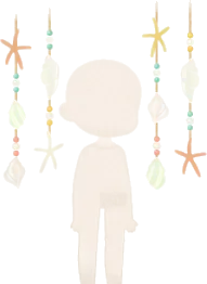 貝がらとヒトデののれんの画像