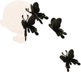 灰雲から現れる黒蝶の画像