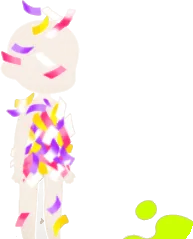 体にはりついた紙吹雪の画像