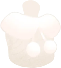 ポンポン付き白いファーカラーの画像