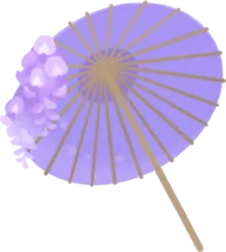 たゆたう藤の和傘の画像