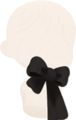 大きく結んだ黒リボンの画像