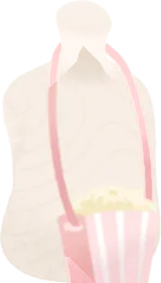 首から下げたポップコーンの画像
