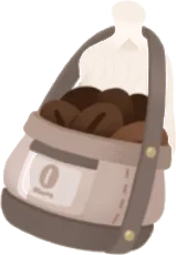 コーヒー豆を詰めた鞄の画像