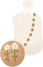 くるみボタンのポシェットの画像