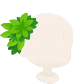 葉っぱで作った髪飾りの画像