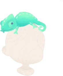 緑カメレオンのぬいぐるみの画像