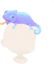 紫カメレオンのぬいぐるみの画像
