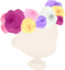 色とりどりの薔薇の花冠の画像