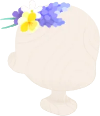ラベンダーと花々の飾りの画像