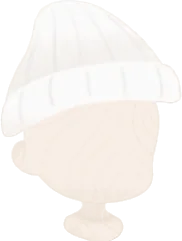 シンプルホワイトニット帽の画像