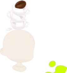 割れてしまったカップのタワーの画像