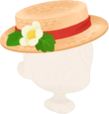 イチゴの花付きカンカン帽の画像